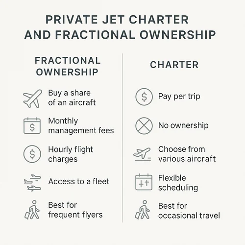 Fractional ownership vs charter private jet comparison